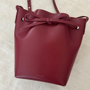 Mansur Gavriel Mini Leather Burgundy Bucket Bag